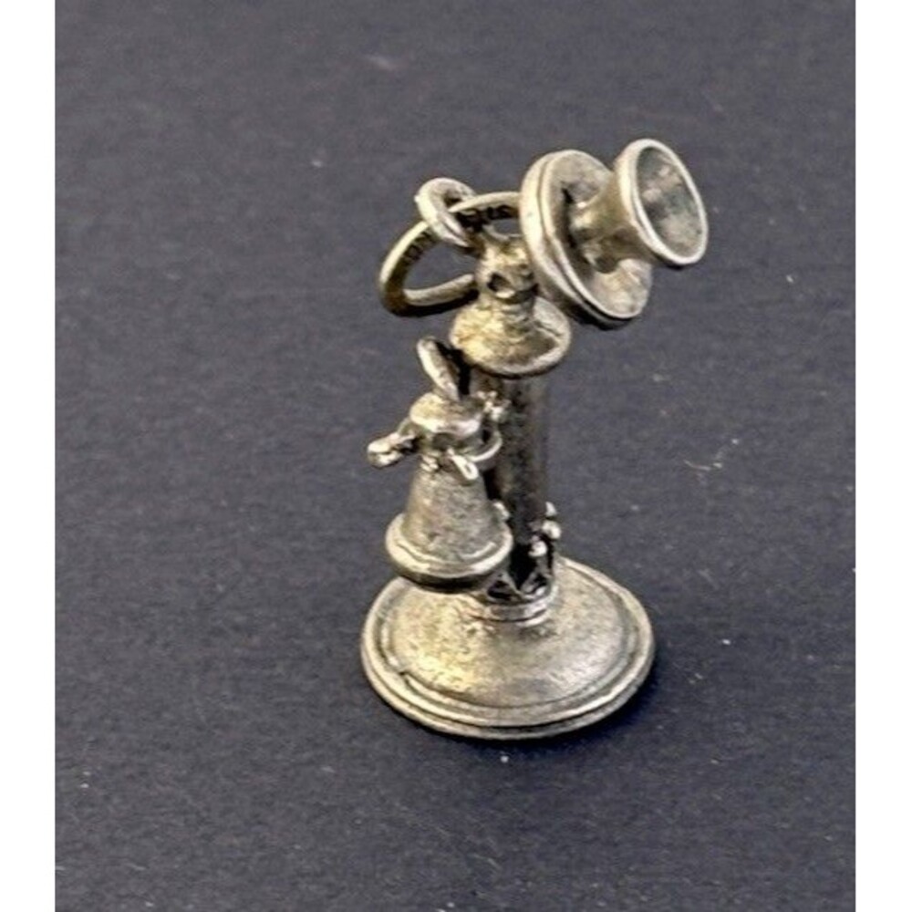 VTG Beau Sterling Silver Old Fashioned Phone Charm Bracelet Charm 5.33 GR